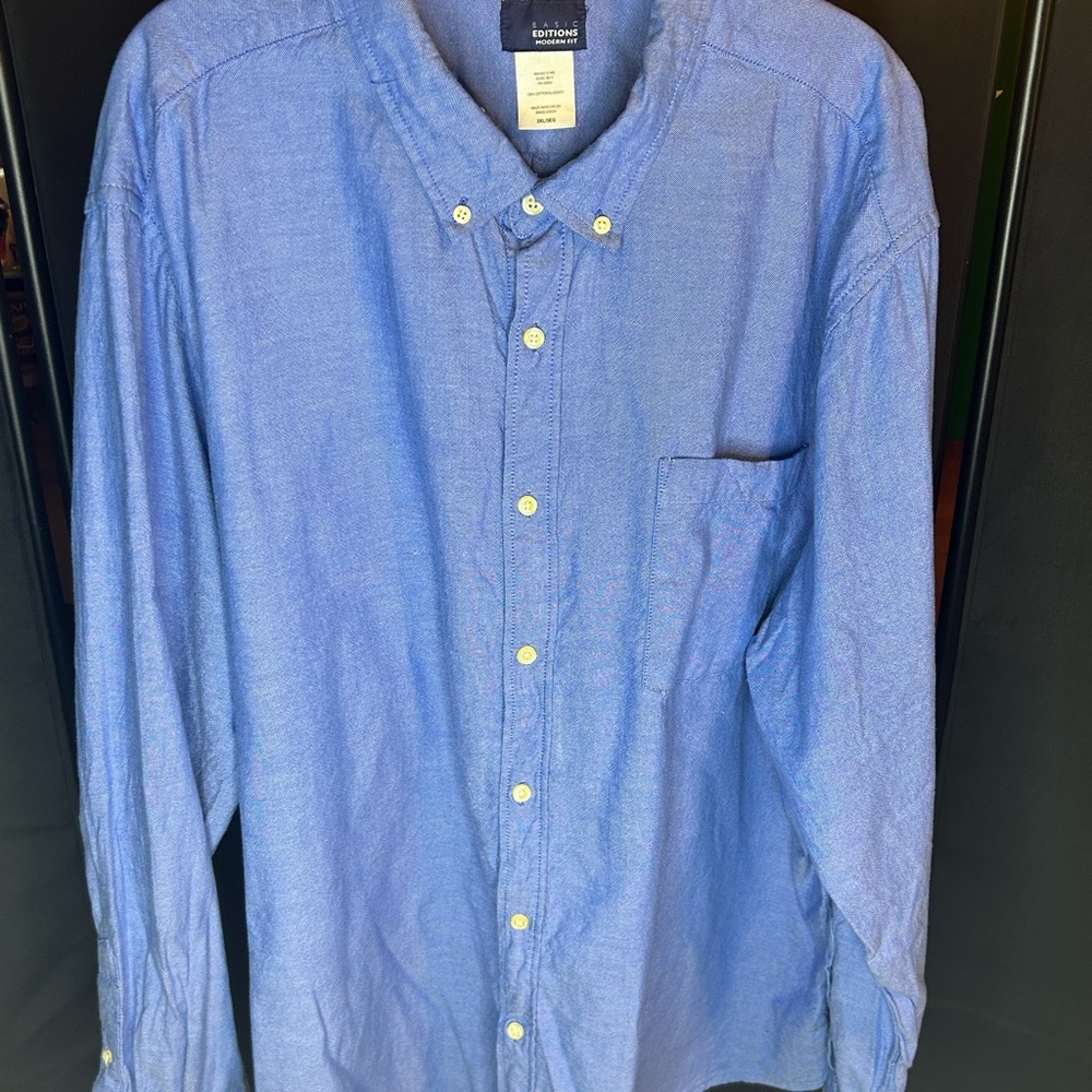 Basic Editions Blue Casual Button Down Shirt